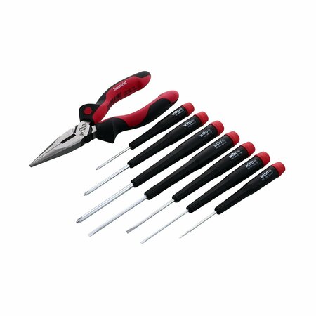WIHA Slotted and Phillips Screwdriver Set with Professional 6.3-in. Long Nose Pliers, 8 Piece 26190
